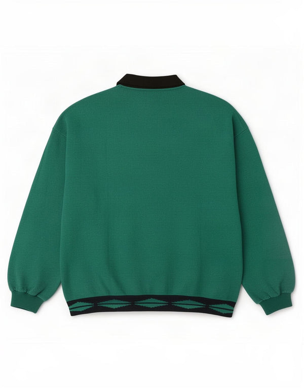 Vintage Dame Oversized Sweatshirt Jumper UK 14 Medium Grøn Geometrisk