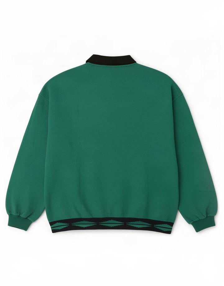 Vintage Dame Oversized Sweatshirt Jumper UK 14 Medium Grøn Geometrisk