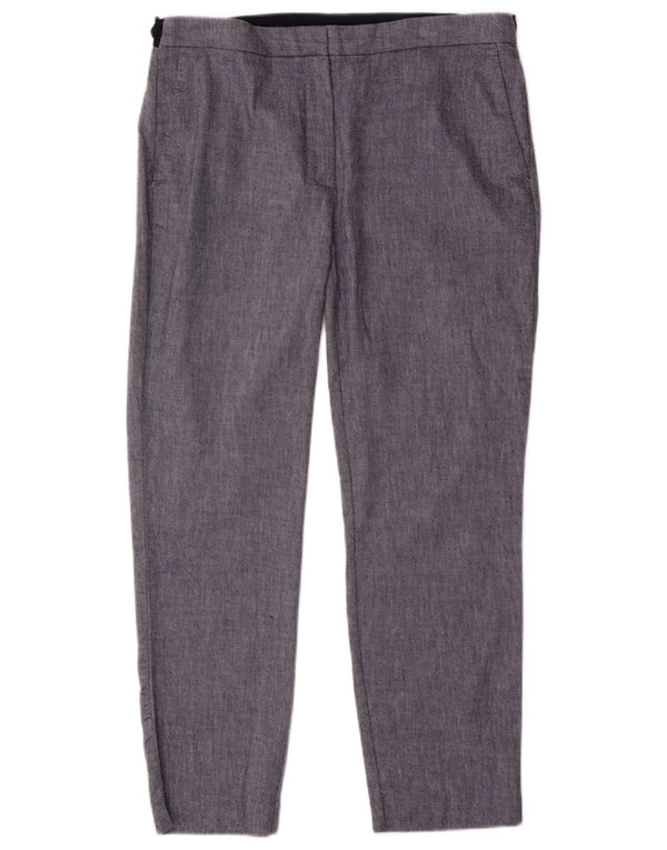 Zara Womens High Waist Tapered Chino Trousers XL W32 L27 Blue Pinstripe
