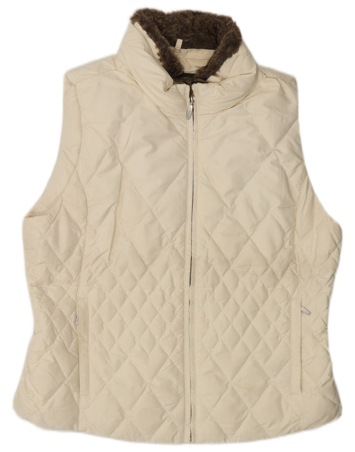 Eddie Bauer Dame Polstret Gilet UK 16 Large Off White Polyester