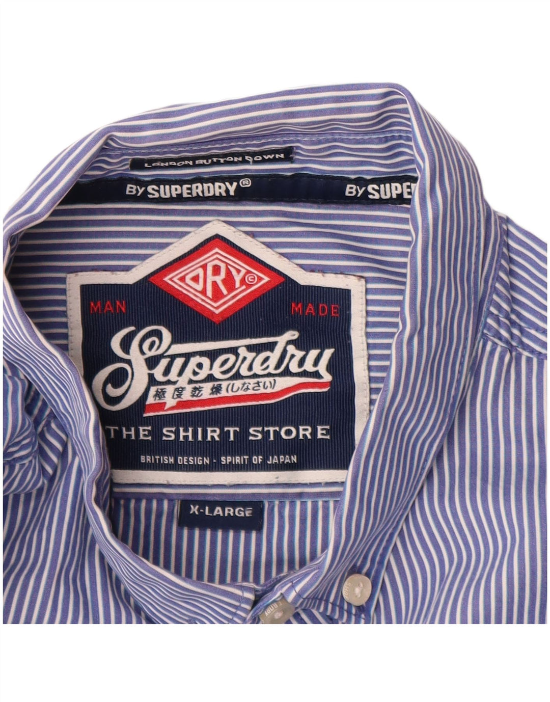 Superdry herreskjorte XL blå nålestribet bomuld