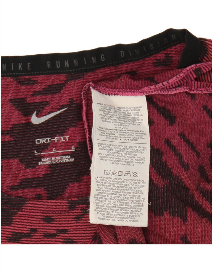 Nike Herre Dri Fit T-shirt Top Large Burgundy Tie Dye Polyester