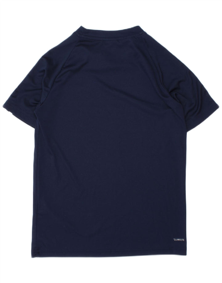 ADIDAS drenge Climalite T-shirt top 9-10 år marineblå polyester