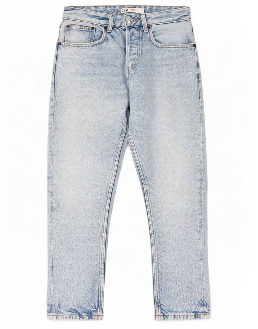 Zara Dame Distressed Straight Jeans EU 36 XS W29 L26 Blå