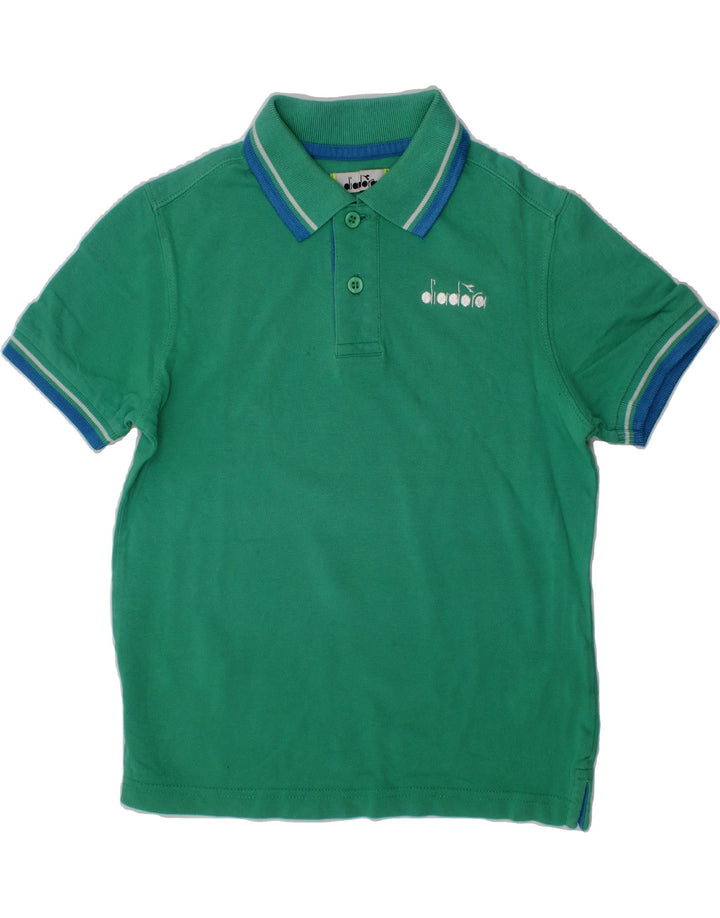 DIADORA Boys Polo Shirt 7-8 Years Green Cotton Vintage Diadora and Second-Hand Diadora from Messina Hembry 