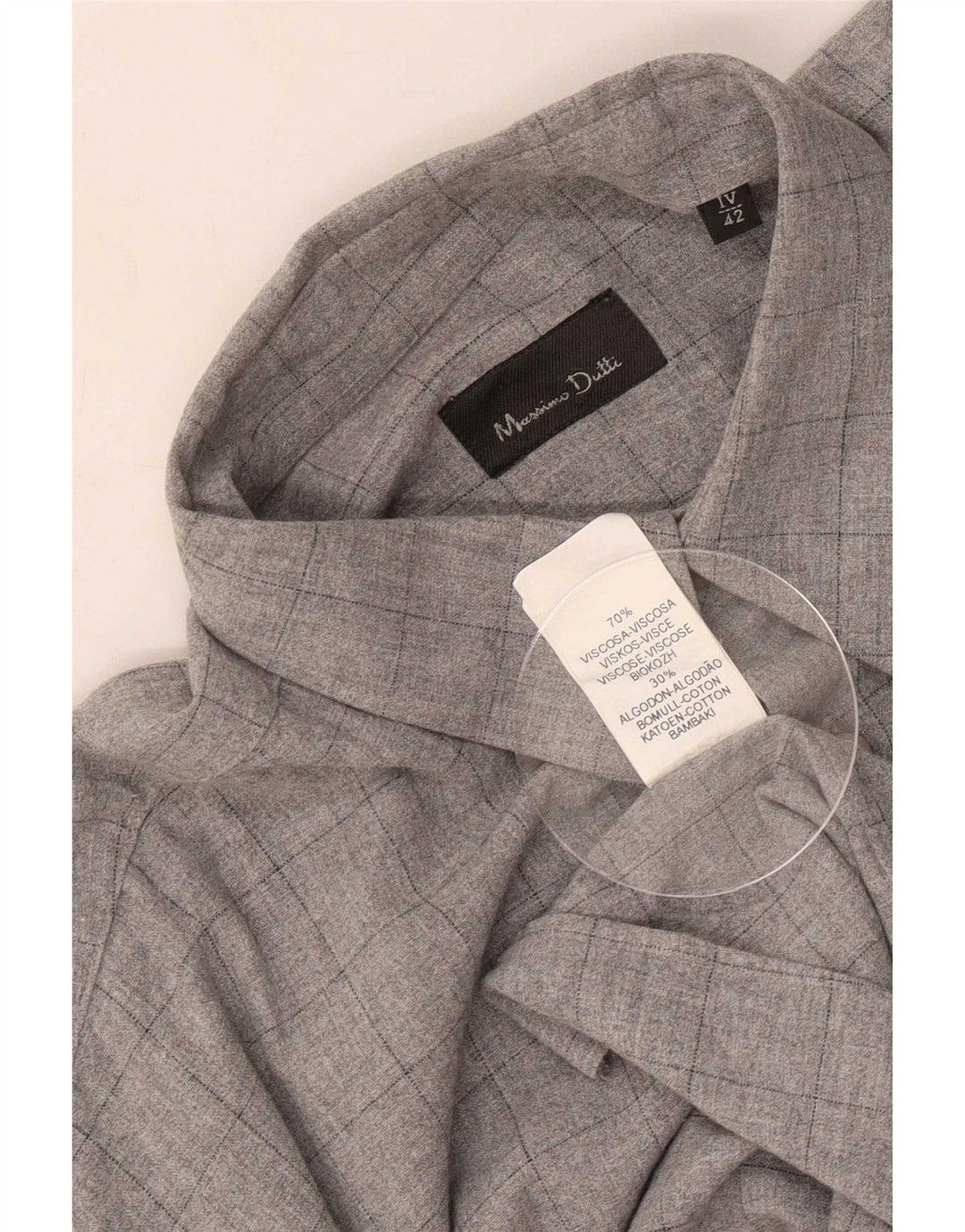 Massimo Dutti Herre høj skjorte str. 42 Large Grå ternet viskose