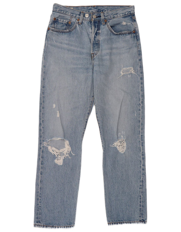 Levi's Womens 501 Distressed Straight Jeans W26 L28 Blå Bomuld