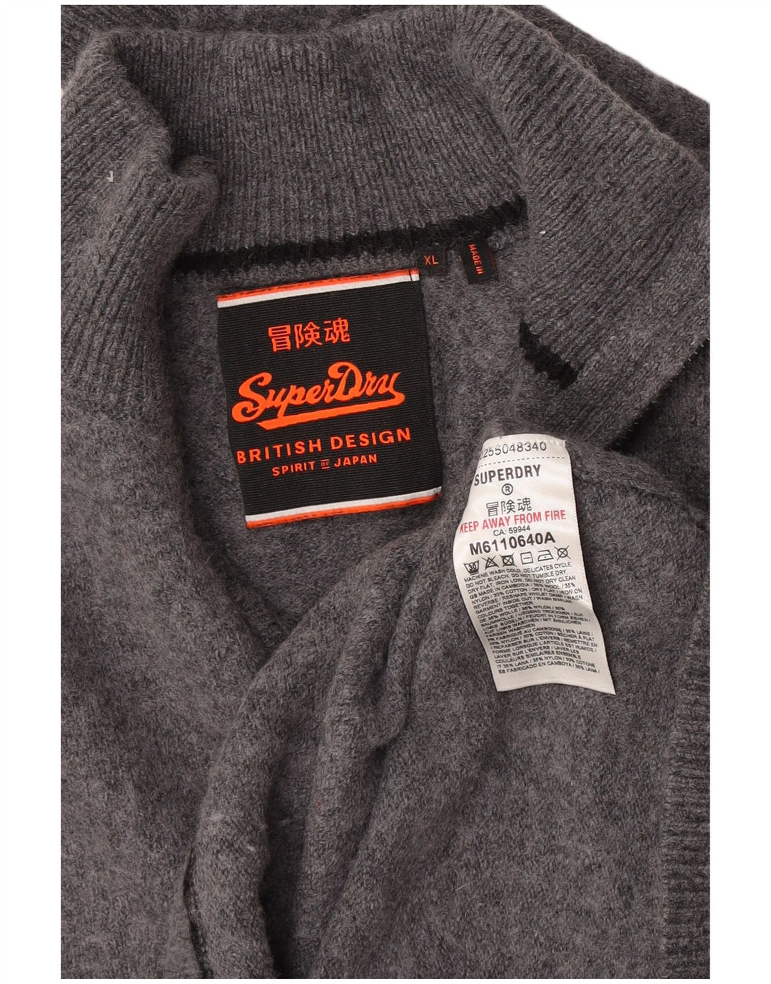 Superdry sweater med lynlås til kvinder UK 18 XL grå uld
