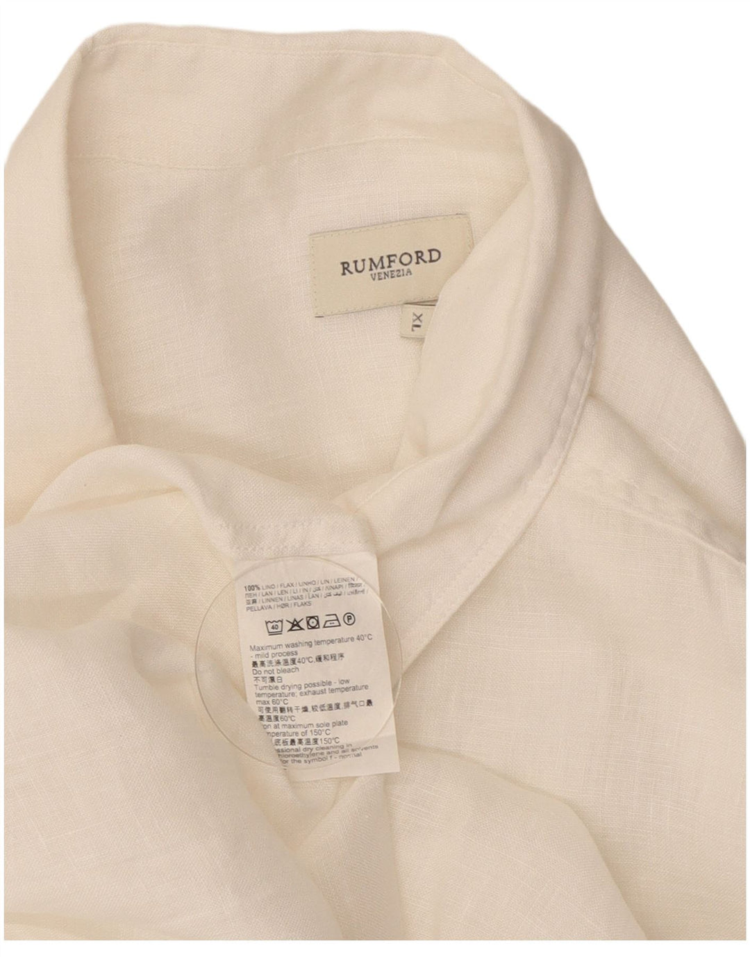 Vintage kortærmet herreskjorte XL Hvid hør