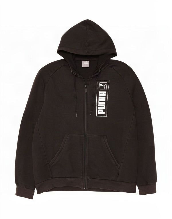 Puma Mens Graphic Zip Hoodie Sweater Medium Black Cotton