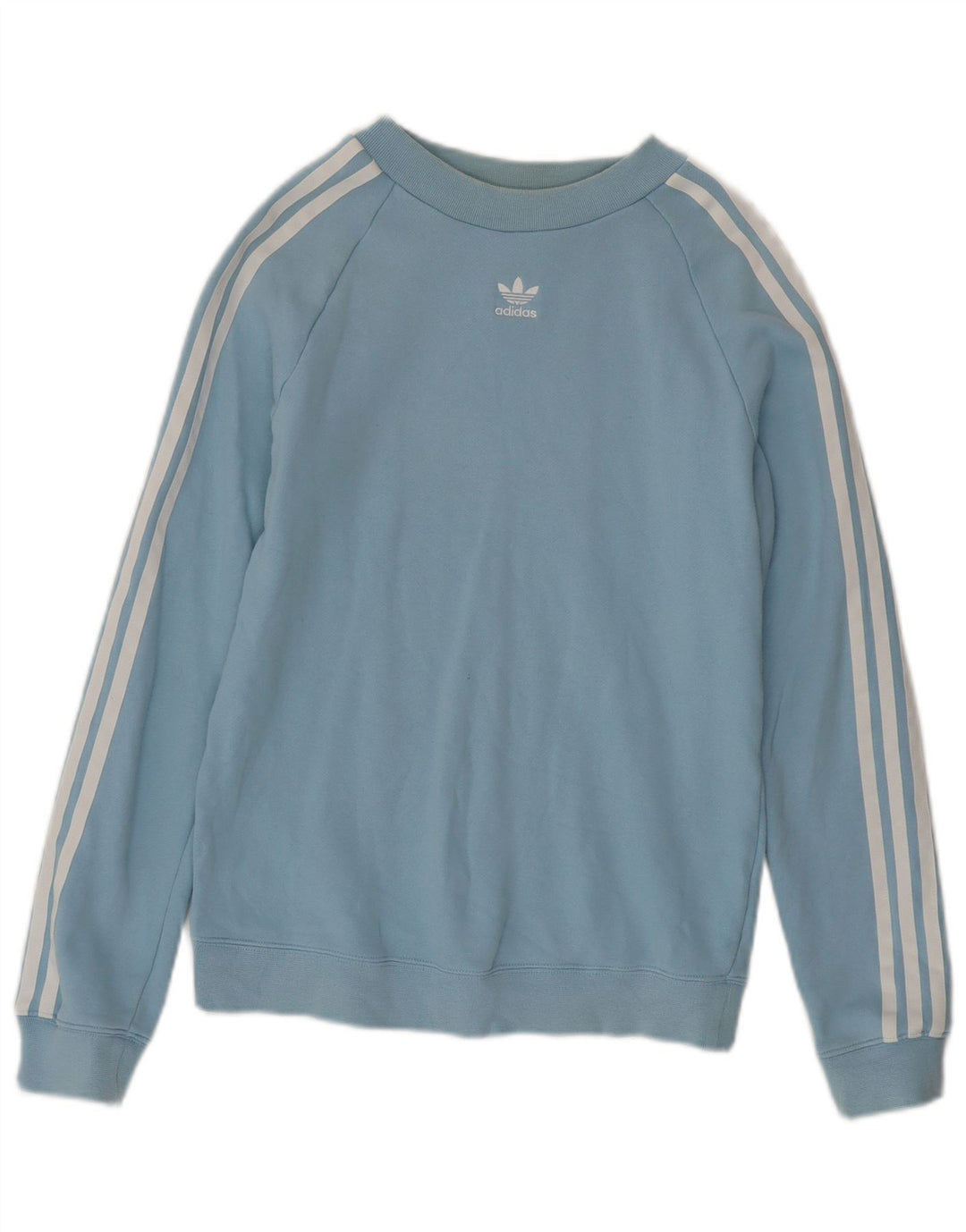Adidas Dame Sweatshirt Jumper UK 10 Lille Blå Bomuld