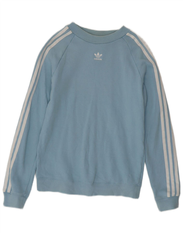 Adidas Dame Sweatshirt Jumper UK 10 Lille Blå Bomuld