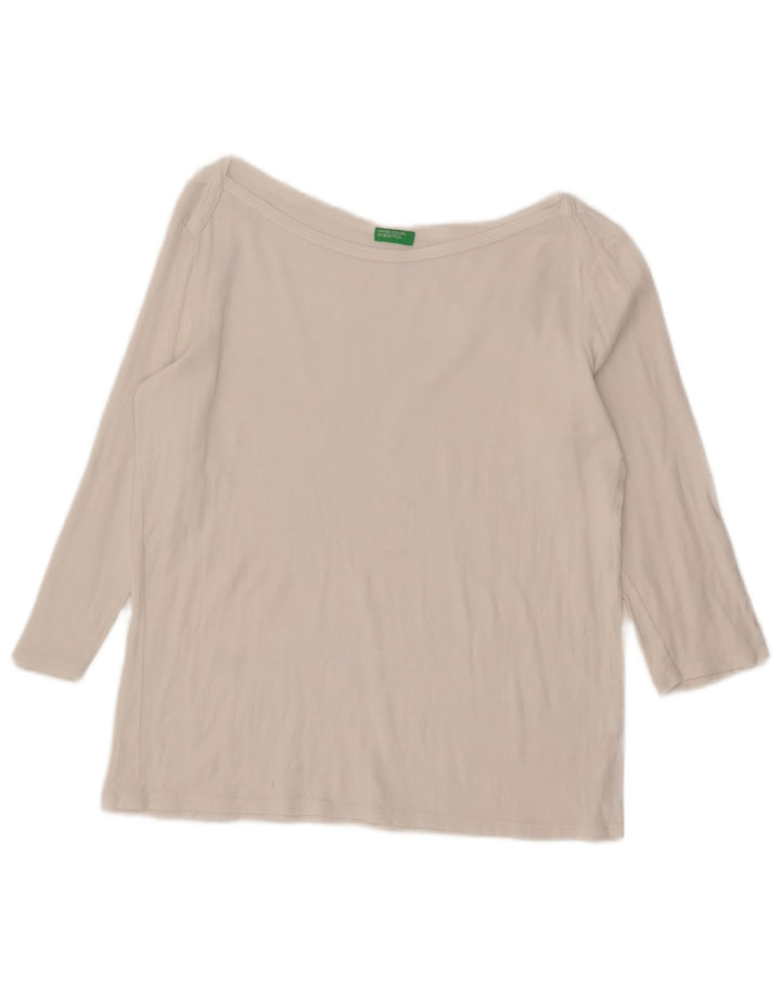 Benetton Dame Top 3/4 ærmer UK 14 Stor hvid bomuld