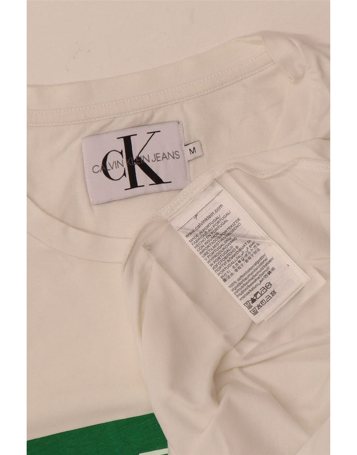 Calvin Klein Jeans Herre grafisk T-shirt Top Medium Hvid Bomuld