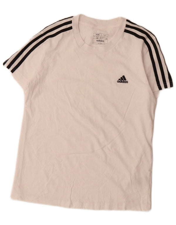 Adidas Dame Slim Fit T-Shirt Top UK 12/14 Medium White Bomuld