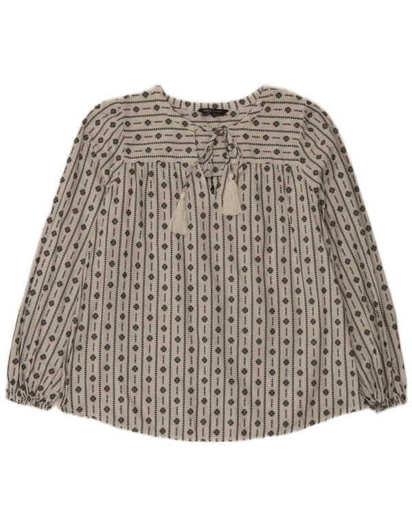 Marks & Spencer Damebluse Top UK 16 Stor hvid geometrisk bomuld