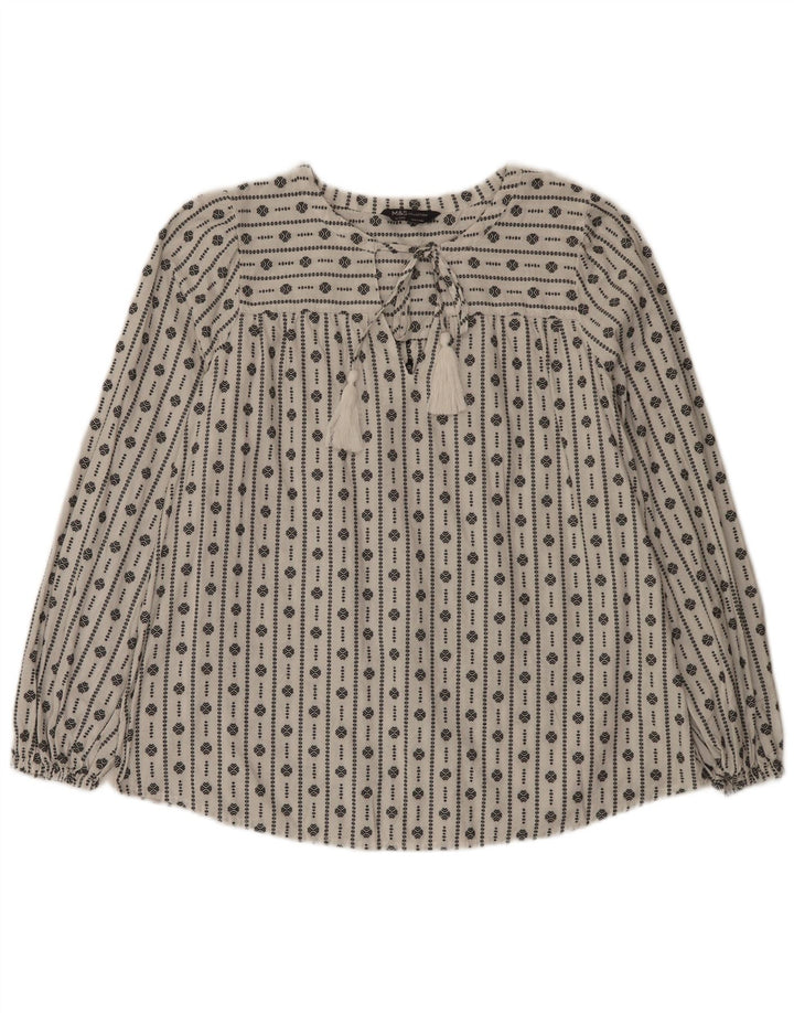 Marks & Spencer Damebluse Top UK 16 Stor hvid geometrisk bomuld