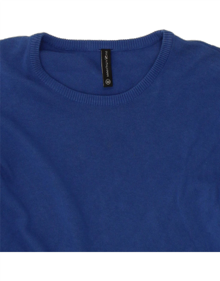 PIAZZA ITALIA Mens Crew Neck Jumper Sweater Medium Blue Vintage PIAZZA ITALIA and Second-Hand PIAZZA ITALIA from Messina Hembry 