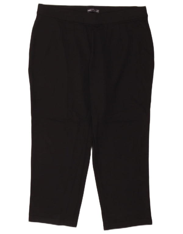Marks & Spencer Dame Cropped Trousers UK 18 XL W36 L25 Sort Viscose