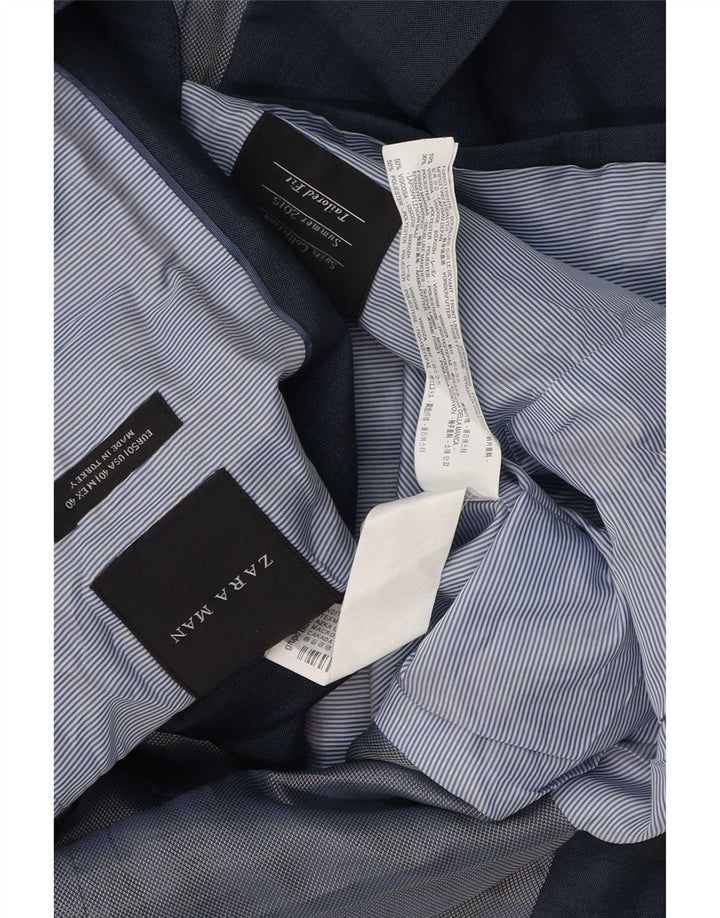 Zara Herre skræddersyet pasform 2-knaps blazerjakke EU 50 Medium Navyblå