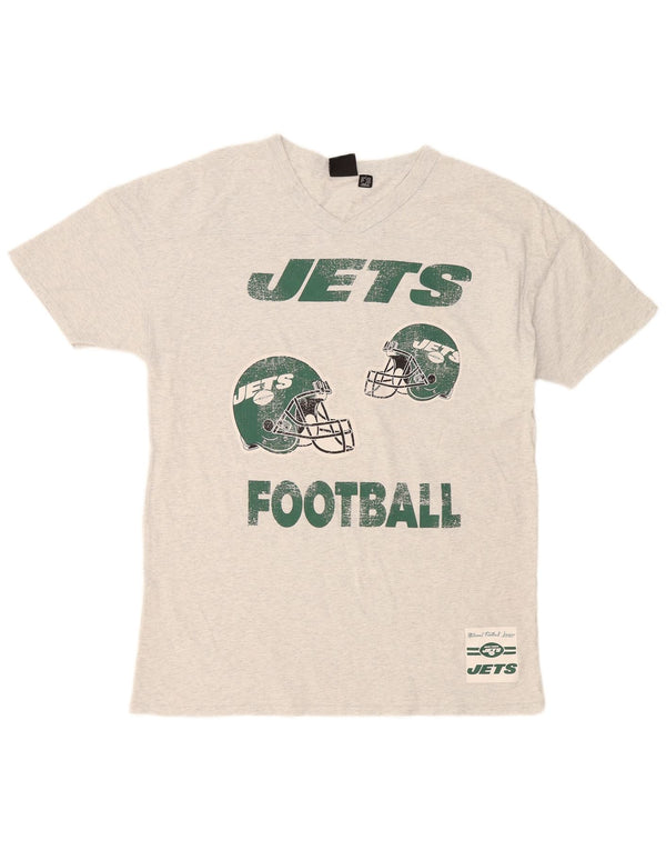 NFL Dame New York Jets Grafisk T-Shirt Top UK 14/16 Stor Grå Bomuld