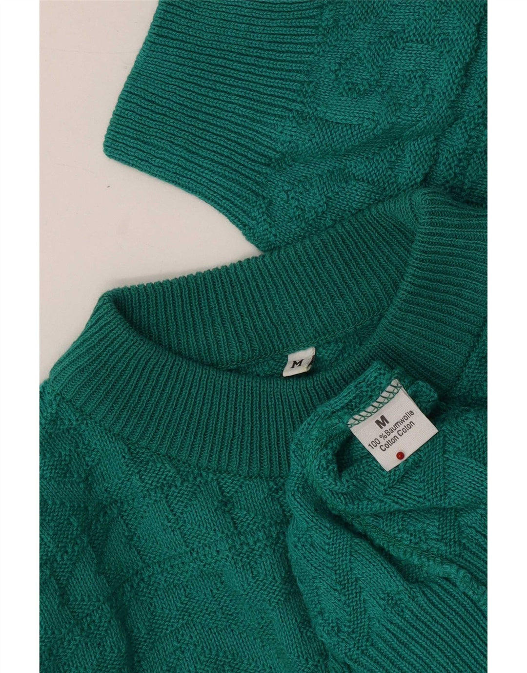 Vintage Dame Turtle Neck Jumper Sweater UK 14 Medium Green Geometric