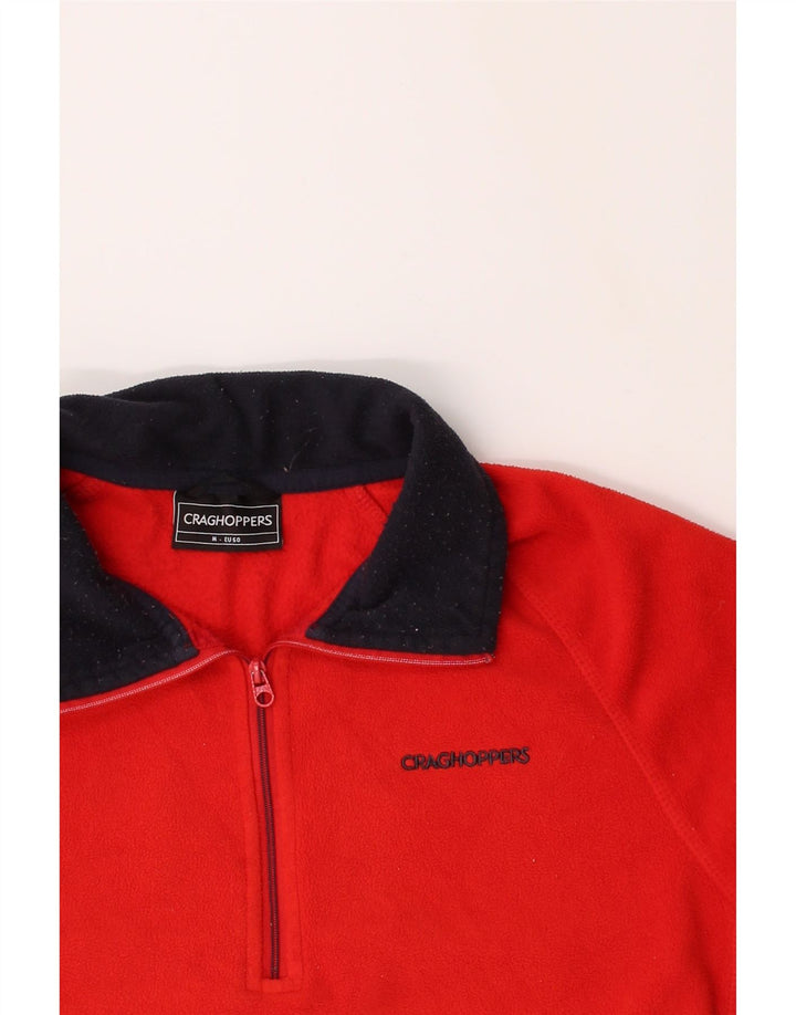 CRAGHOPPERS Mens Zip Neck Fleece Jumper EU 50 Medium Red Colourblock Vintage CRAGHOPPERS and Second-Hand CRAGHOPPERS from Messina Hembry 