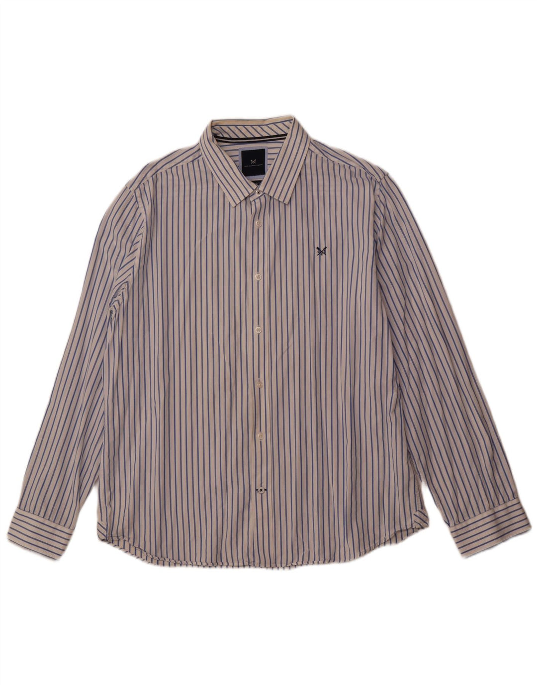 Crew Clothing Herre Slim Fit Shirt 2XL Hvidstribet bomuld