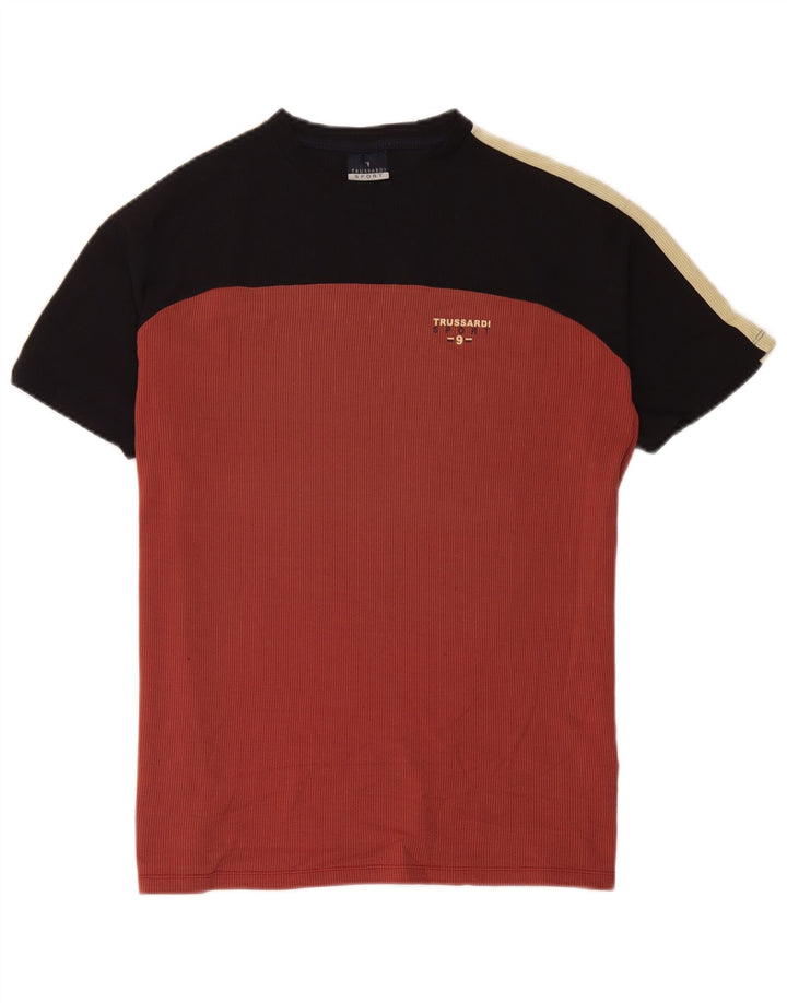 Trussardi Herre T-Shirt Top Medium Rød Colourblock Polyamid