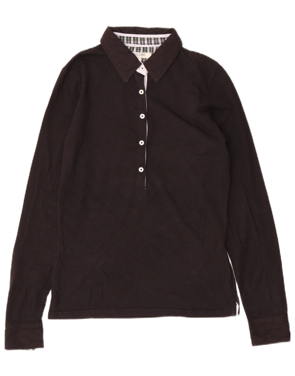 Geox Dame Respira Langærmet Polo Shirt UK 10 Small Black Bomuld