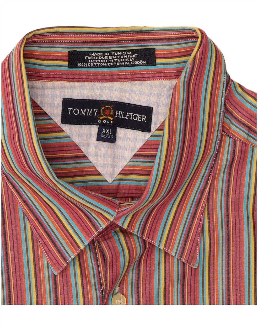 TOMMY HILFIGER Mens Golf Short Sleeve Shirt 2XL Multicoloured Striped