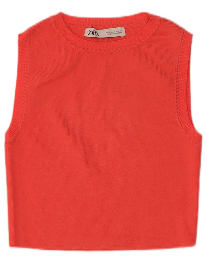 Zara Womens Crop Vest Top UK 12 Medium Red