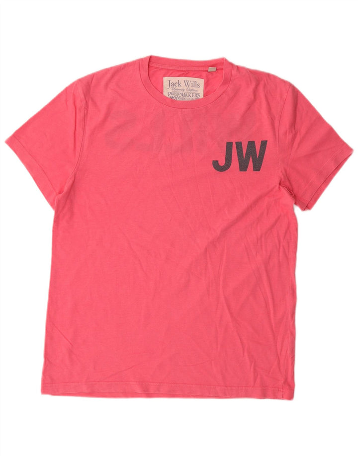 JACK WILLS Mens Graphic T-Shirt Top Medium Pink Cotton