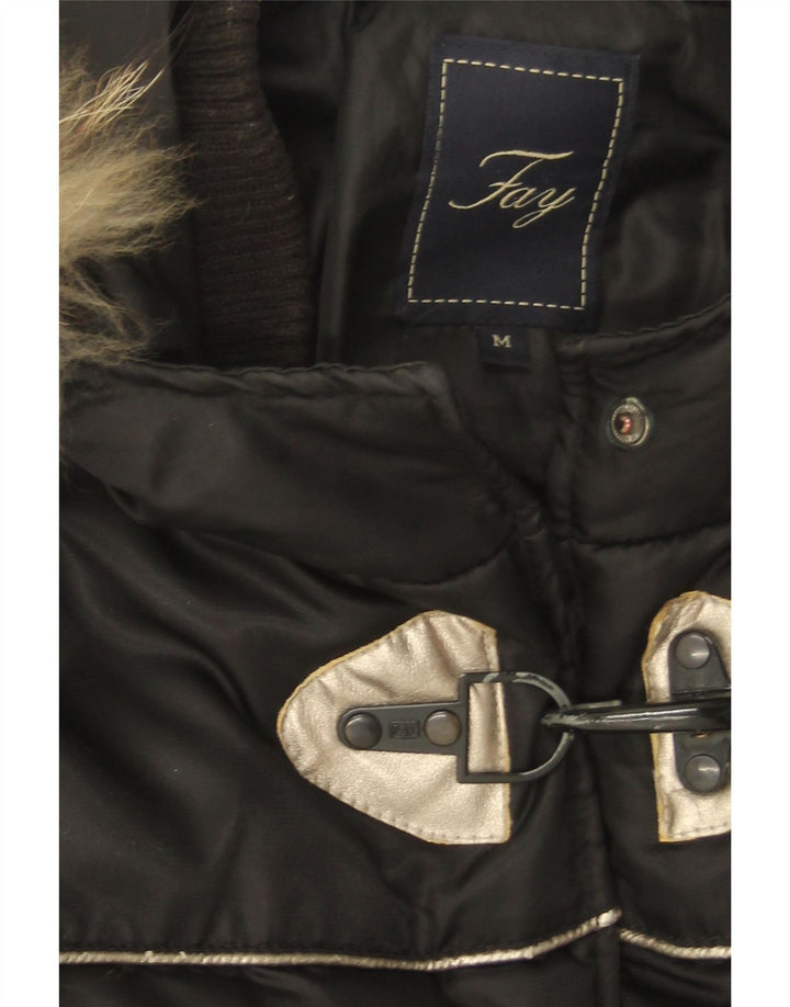 FAY Womens Hooded Duffle Padded Jacket UK 14 Medium Black Vintage Fay and Second-Hand Fay from Messina Hembry 