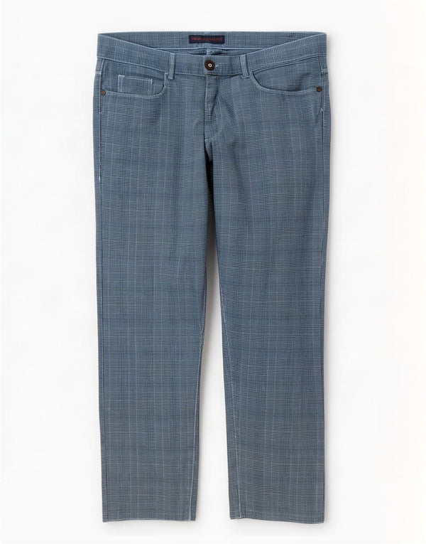 Trussardi Straight Casual Bukser til mænd W38 L29 Blå Houndstooth Bomuld