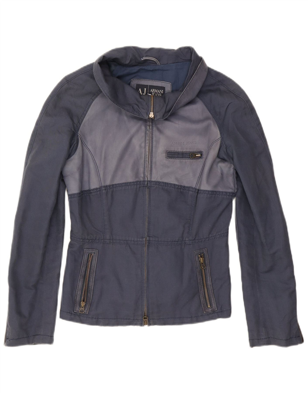 Armani Jeans Dame Bomber Jacket UK 14 Medium Navy Blue Bomuld