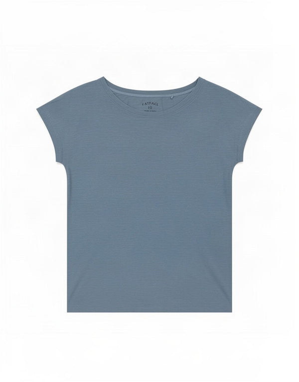 Fat Face Dame Oversized T-Shirt Top UK 10 Small Blue Cotton