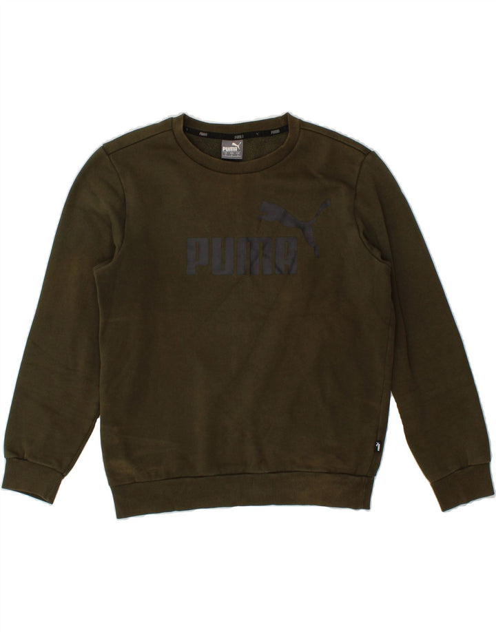 PUMA Mens Graphic Sweatshirt Jumper Small Khaki Cotton Vintage Puma and Second-Hand Puma from Messina Hembry 