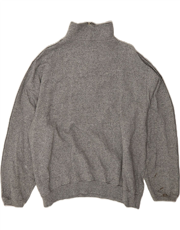 ASICS Mens Graphic Zip Neck Sweatshirt Jumper Large Grey Flecked Vintage Asics and Second-Hand Asics from Messina Hembry 