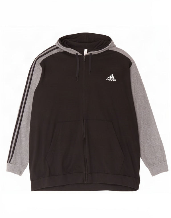 Adidas Hættetrøje med lynlås til mænd 4XL Sort Colourblock Bomuld