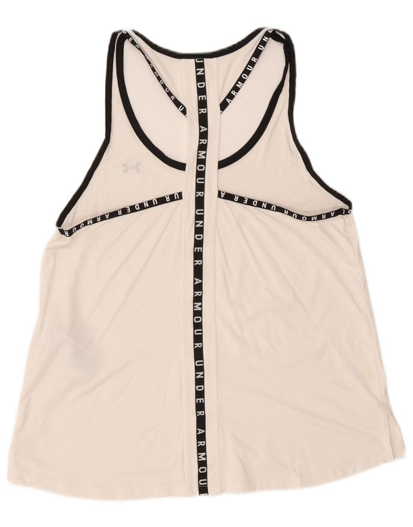 Under Armour Womens Heat Gear Graphic Vest Top UK 12 Medium White Polyester