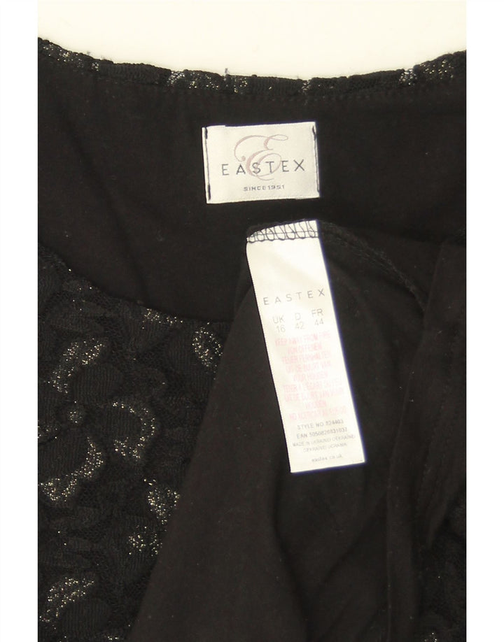 Eastex Damebluse Top UK 16 Stor sort blomstret polyamid