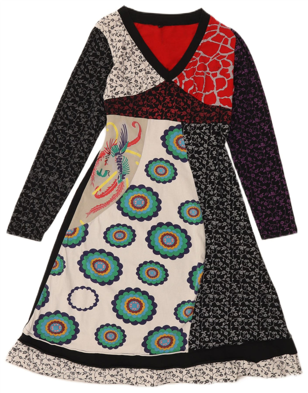 Desigual Kvinders Grafisk A-Line Kjole UK 10 Small Multicolored Geometric