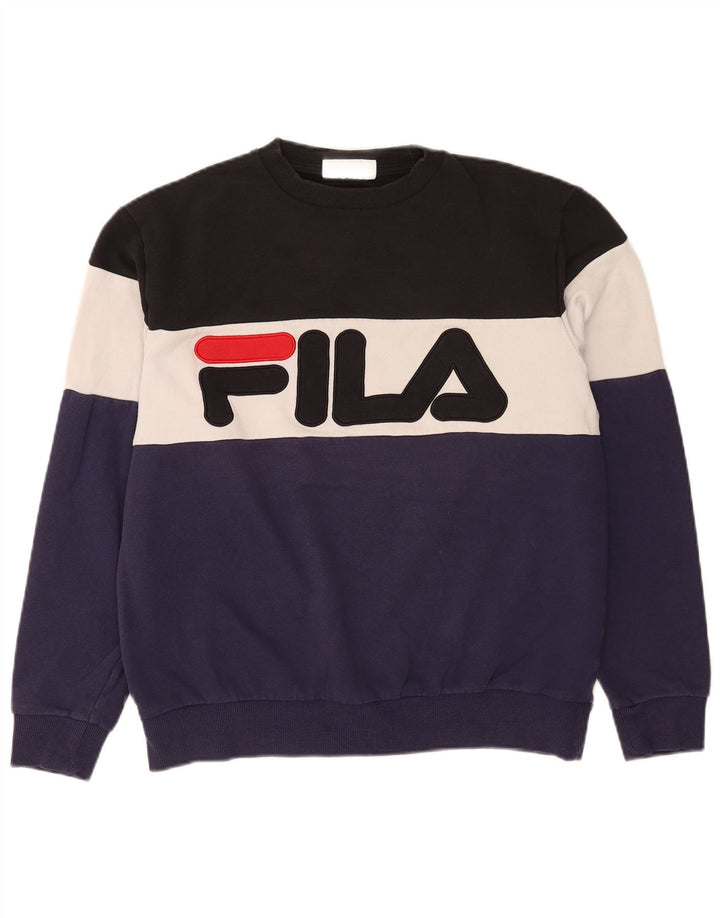 Fila Herre grafisk sweatshirt Jumper Stor flerfarvet Colourblock Bomuld