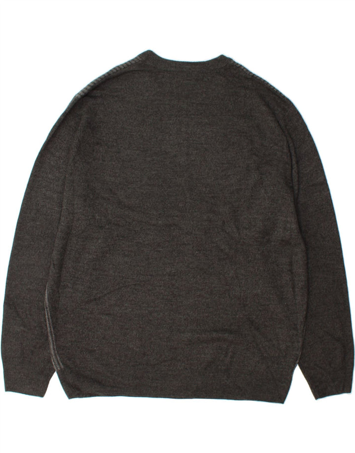 DOCKERS Herre rund hals sweater 2XL grå stribet akryl