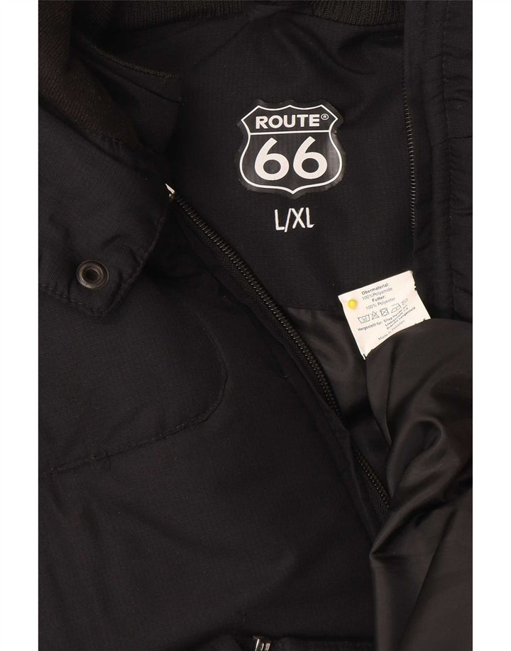 Route 66 Herre hættepolstret jakke UK 40 Stor sort polyamid