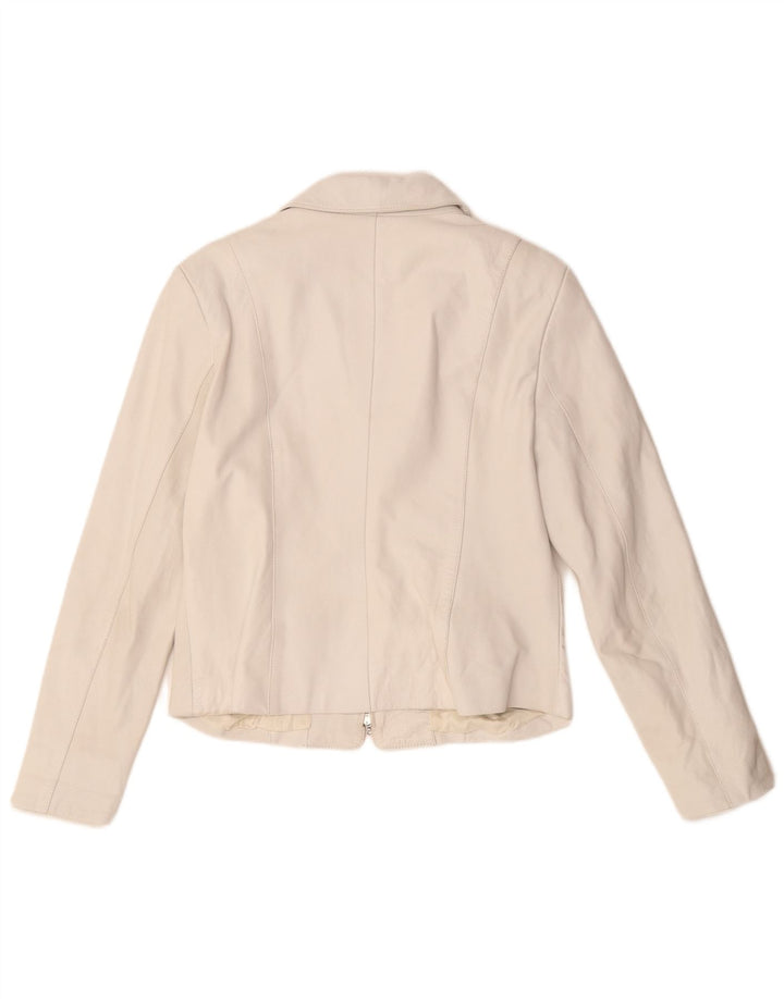 Cabrini Dame Læder Blazer Jacket IT 40 Lille Hvid Læder