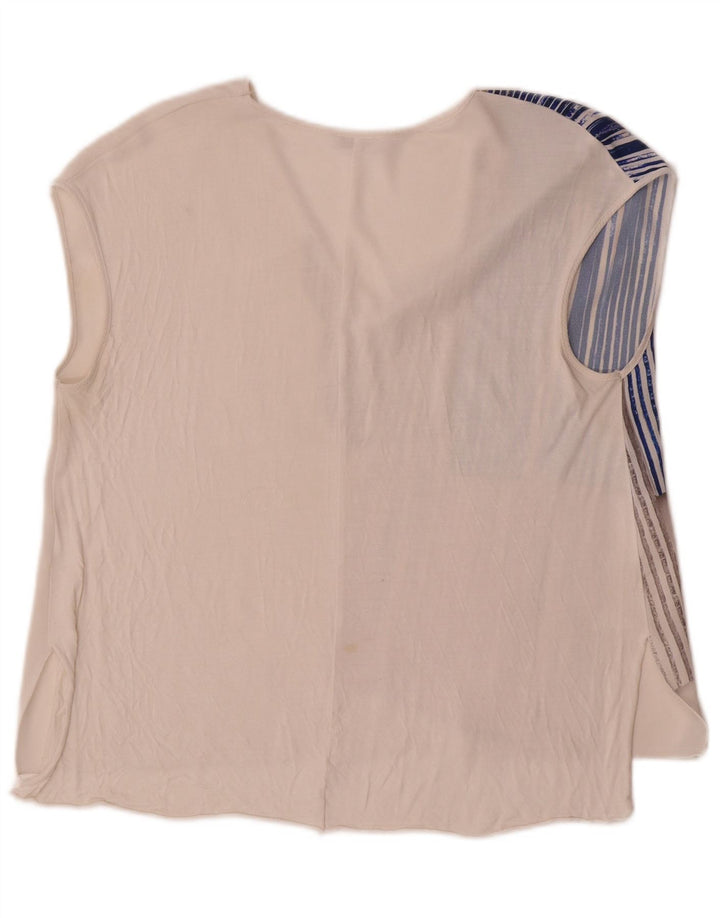 Zara Dame ærmeløs bluse Top UK 14 Medium White Colourblock