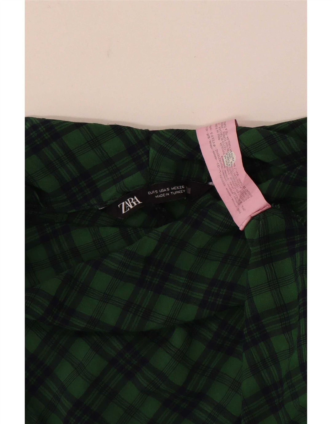 Zara Womens Crop 3/4 ærmet oversized bluse Top UK 10 Small Green Check