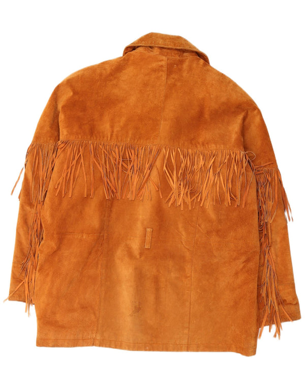 VINTAGE Herre ruskindsjakke EU 54 2XL Brunt Læder